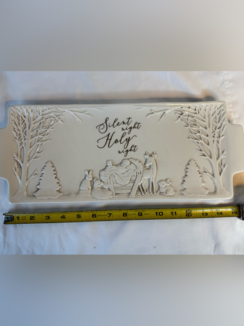 Grasslands Road Silent Night Holy Night Ceramic Tray, which measures approximate